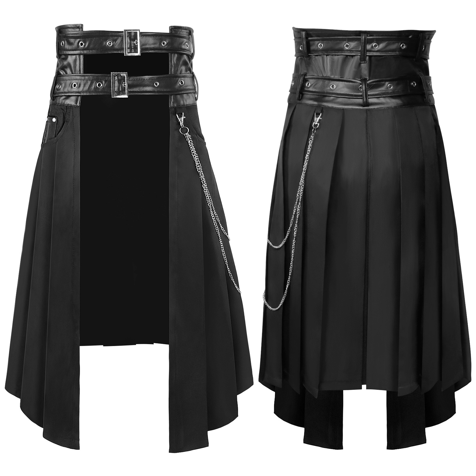 Ethnic Fashion Wear - Gothic Dark Men's Skirt Pants Asymmetric