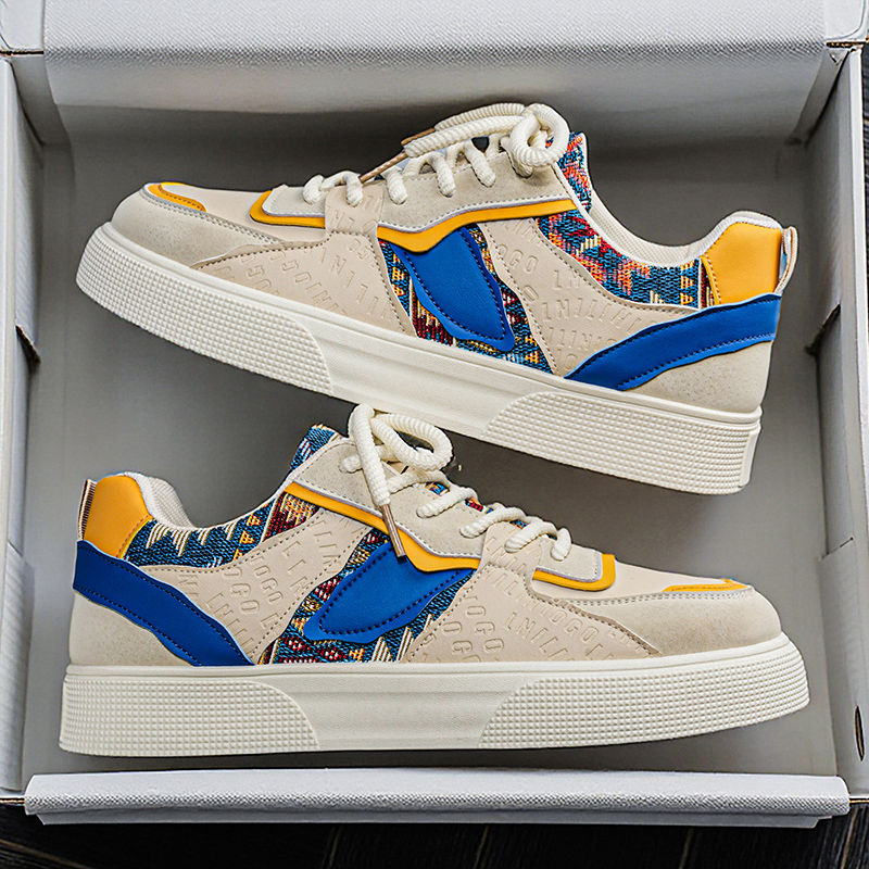 Fashion Ethnic Wear For Men - Men's Vintage Patchwork Platform Sneakers -