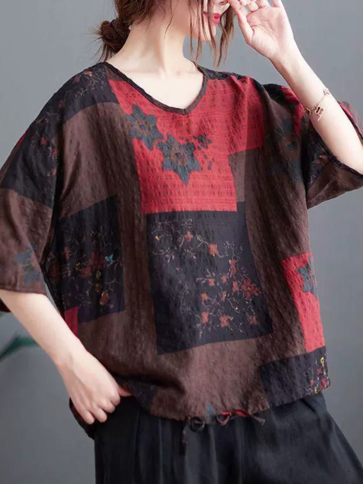 Lightweight Cotton Linen V-nec - Ethnic Fashion Wear 评论和价格